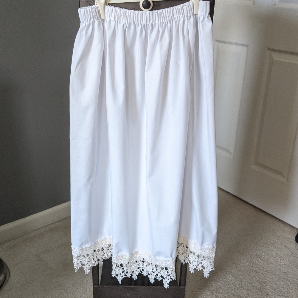 Handmade White Slip or Petticoat with Lace Accent